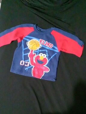 Sesame Street Elmo Navy and Red Raglan Long Sleeve Tee
